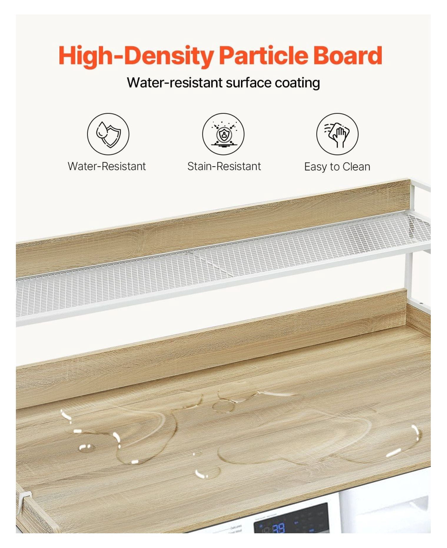 Washer Dryer Countertop 54x27", Laundry Topper with Shelf, Wooden Washer and Dryer Stand - Oak