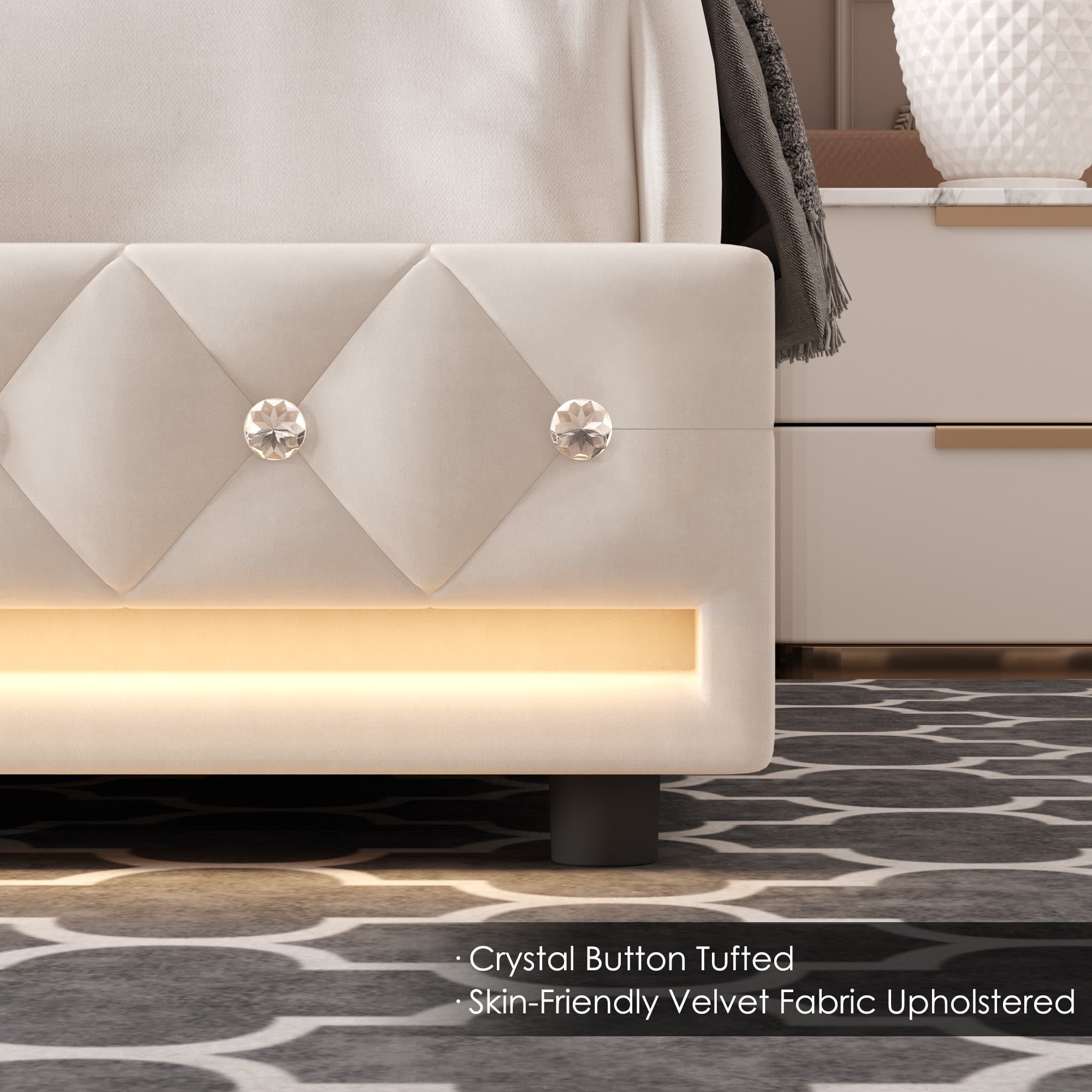 Homfa Full Size LED Bed Frame with 2 Storage Drawers & Charge
