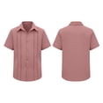 thumbnail image 4 of Kinrui Boys Cuban Guayabera Shirt Short Sleeve Button Down Shirt Summer Casual Cotton Linen Shirts Size 4-12 Years, 4 of 9