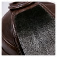 thumbnail image 4 of Winter Bomber Hat Men Russian Brown Leather Ushanka Cap With Ear Flaps Fu-r Warm Genuine Cow Leather Baseball Cap ,Comfortable to Wear, 4 of 5