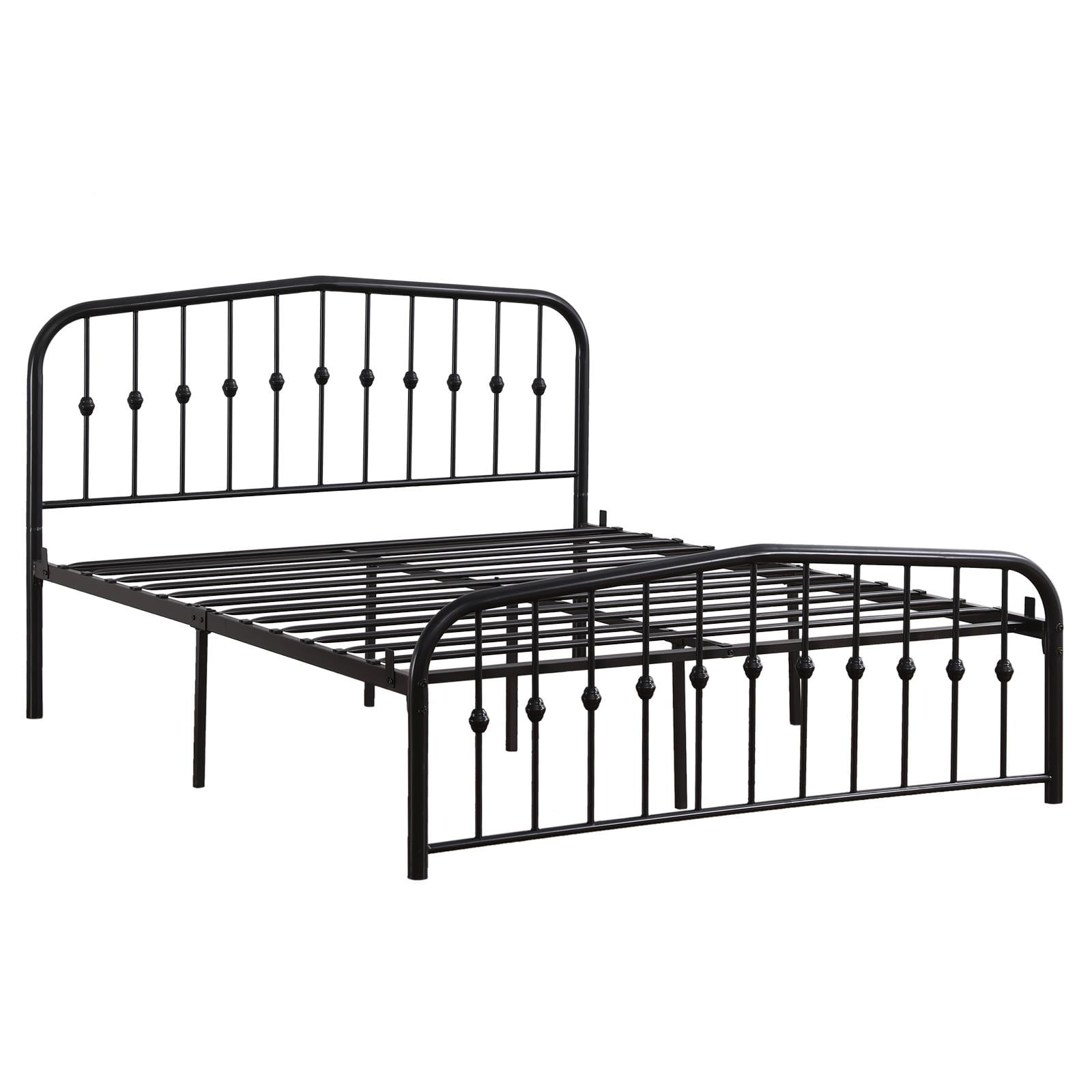SamyoHome Queen Size Metal Bed with Headboard, Footboard, No Box Spring