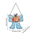 thumbnail image 2 of Halloween Pumpkin Welcome Door Sign With Polka‑Dot Bow, Farmhouse‑Style Wooden Ornament for Front Porch & Entryway, 2 of 5