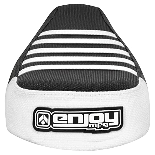 Enjoy Mfg Ribbed Seat Cover - Compatible Fit for Super73 '2-Up' S1, S2, R & RX eBike #367 (White Rear - Black Top - White Ribs)
