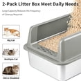 thumbnail image 3 of Stainless Steel Litter Box 2 Pack Large Enclosed Cat Pan With Lid, 3 of 9