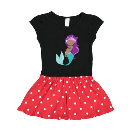 

Inktastic African American Mermaid Purple Hair Starfish Gift Toddler Girl Dress