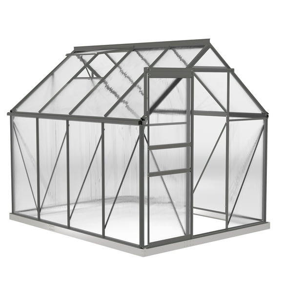 Outsunny Serre en Polycarbonate 6 Pieds x 8 Pieds x 6,5 Pieds à Entrée Piétonne
