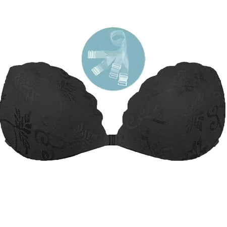 Riforla Women s Adhesive Bra Push up Strapless Bra Adhesive Bra Backless Bra Lace Bra Reusable Nipple Covers for Backless Clothing Swimsuit Bridal Dress Evening Dress Bras for Women Black C