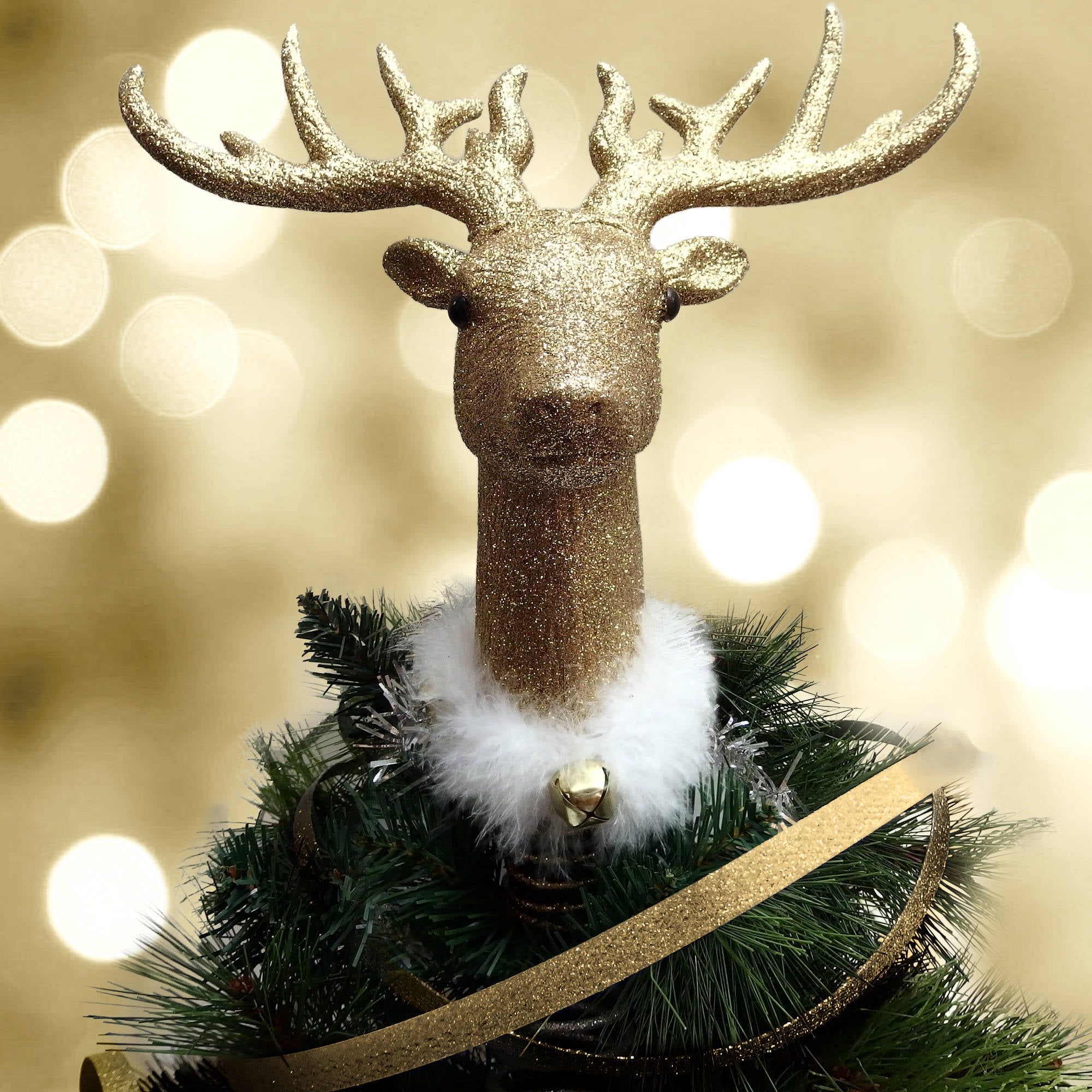 NEW!~Standing 8.75/" Deer Red Glitter Buck~Christmas Reindeer~Tree//Wreath//Base