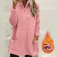 thumbnail image 2 of Htigea 1/4 Zip Sweatshirts for Women Fleece Long Sleeve Lapel Tops Soft Cozy Homewear Sleep Shirts with Pockets Pink L, 2 of 7