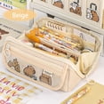 thumbnail image 1 of 9-Layer Large Capacity Pen Bag INS Solid Color Canvas Pencil Case Creative Simple Stationery Storage Pouch Lovely Student Gift Beige, 1 of 6