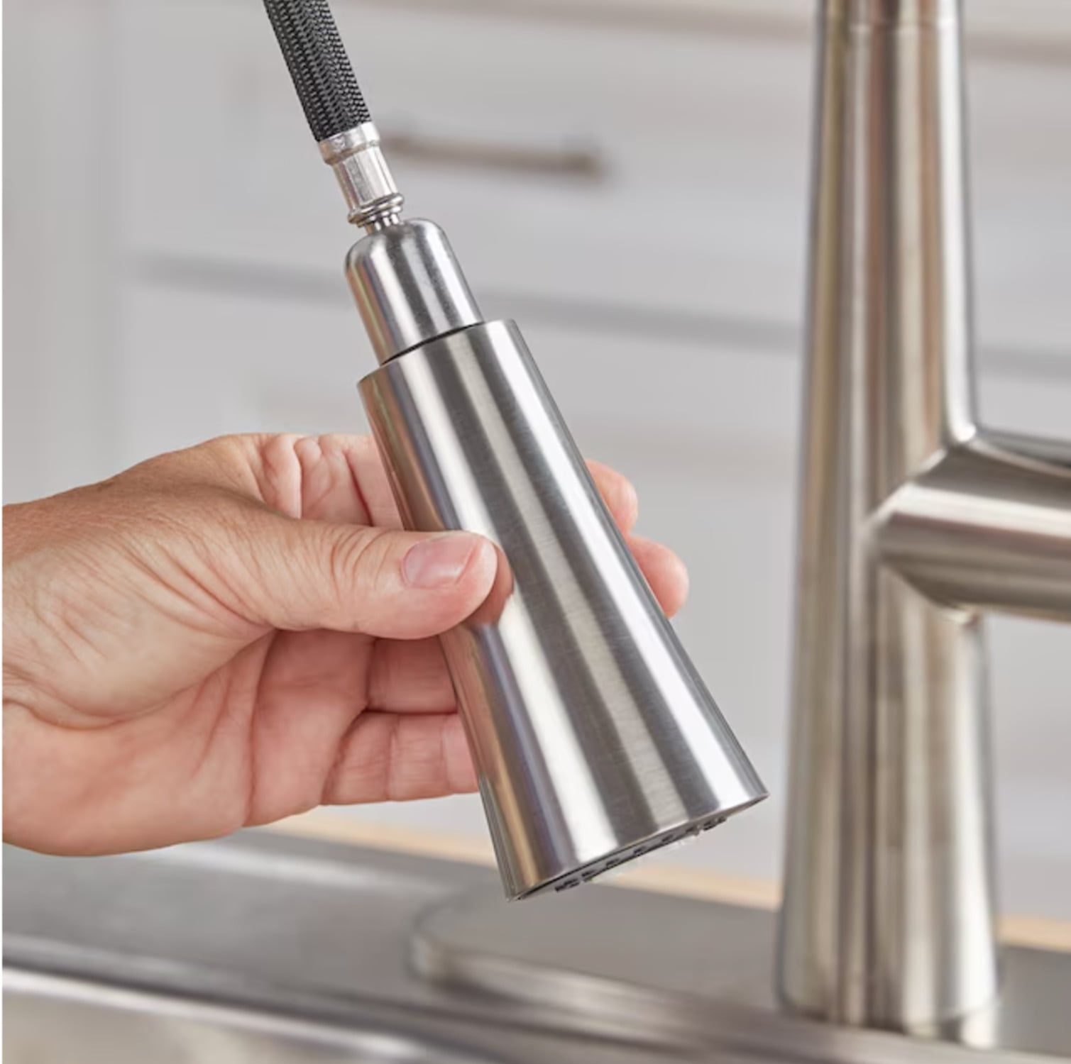 allen + roth Bryton Stainless Steel Single Handle Pull-down Kitchen Faucet