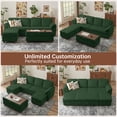 thumbnail image 3 of Pingliang Home Corduroy Sectional Sofa with 3 Ottomans, Modern Modular Sofa Couch with Storage Coffee Table Ottoman,4 Seat U-Shaped Couch Sofa for Living Room, Apartment, APT,Office,Studio,Green, 3 of 9