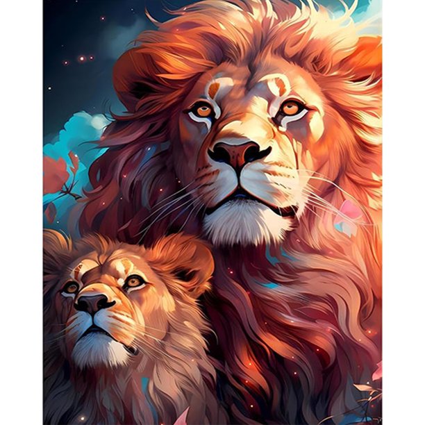 Kit de pintura por números sobre lienzo, arte al óleo artesanal, imagen de León, decoración de pared del hogar, 40x50cm