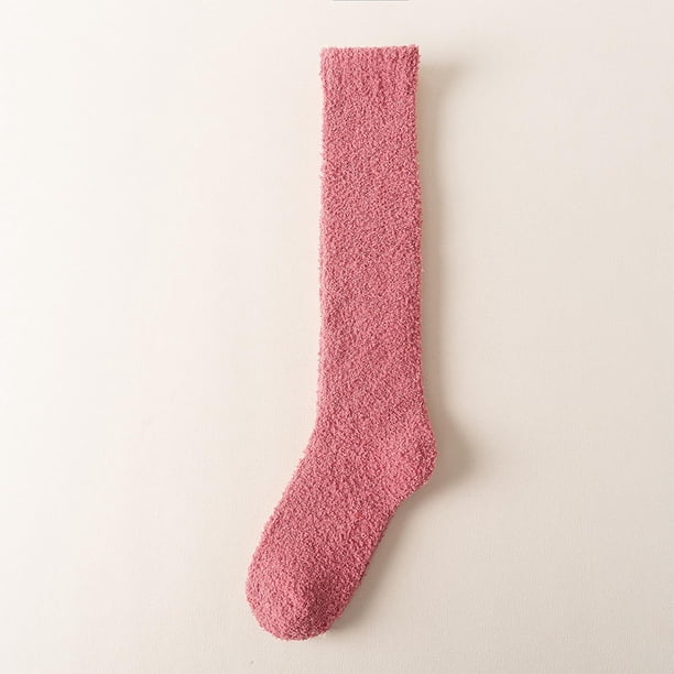 Calcetines de mujer con caña sólida, gruesos, para dormir en casa, cálidos, de dacrón