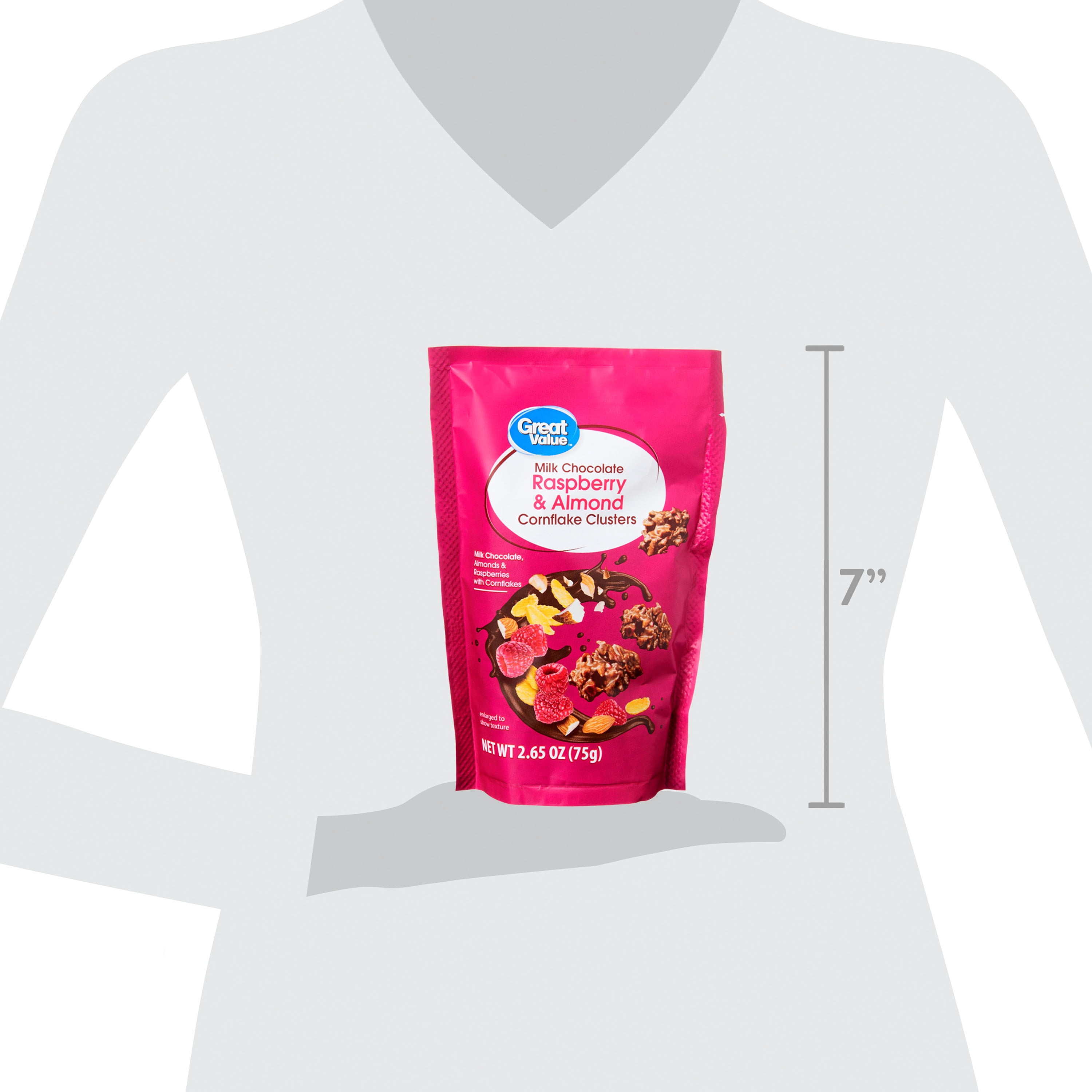 Great Value Milk Chocolate Raspberry & Almond Cornflake Clusters, 2.65 oz