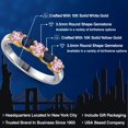thumbnail image 2 of Gem Stone King 10K Two Tone Gold Pink Lab Grown Diamond and Blue Sapphire Wedding-Bands Ring for Women | 0.98 Cttw | Round 3.5MM | Gemstone April Birthstone | Size 7, 2 of 6