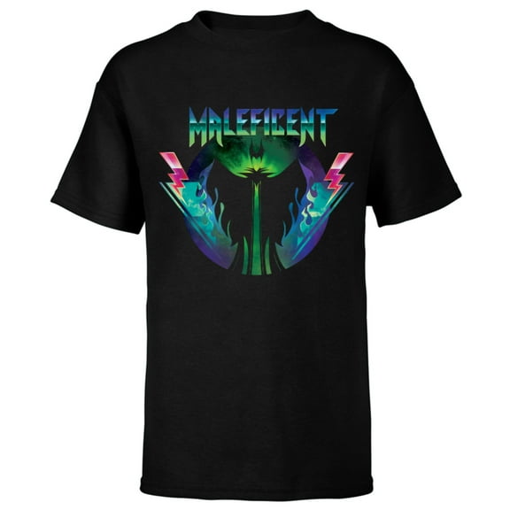 Disney Villains Maleficent 90s Rock Band Neon T-Shirt - Short Sleeve T-Shirt for Kids - Customized-Black