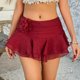 thumbnail image 2 of Minifalda sexy para mujer: diseño con volantes, decoración floral, corte acampanado, tejido de gasa, ideal para vacaciones de verano, playa y outfits informales, tallas S/M/L/XL, 2 of 8