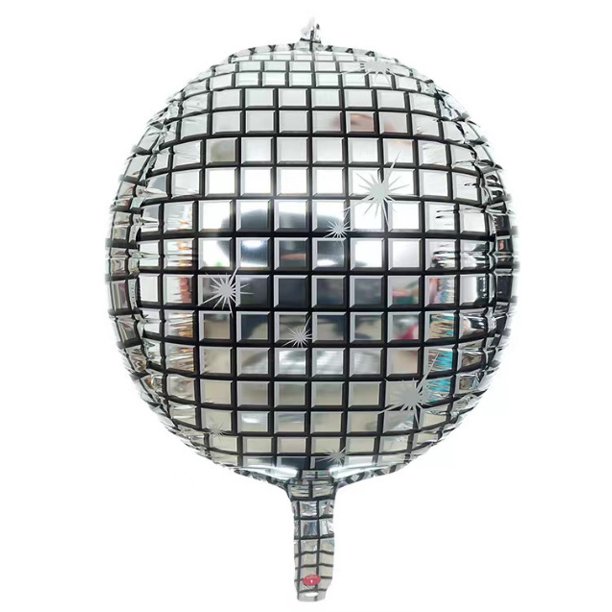 Globo de aluminio 4D de 22 pulgadas con láser plateado para discoteca, bar, fiesta, globo de papel de aluminio arcoíris