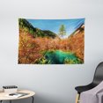thumbnail image 1 of Nature Decor Tapestry, Idyllic Fall Landscape with a Creek among Forest in National Park Valley Art, Wall Hanging for Bedroom Living Room Dorm Decor, 60W X 40L Inches, Green Amber, by Ambesonne, 1 of 2
