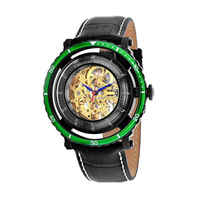 Christian Van Sant CV0745 Dome 45MM Men's Black Leather Watch