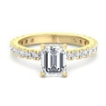 thumbnail image 2 of Brier - Moissanite Emerald Cut Lab Diamond Hidden Halo Round Side stones Engagement Ring, 2 of 4