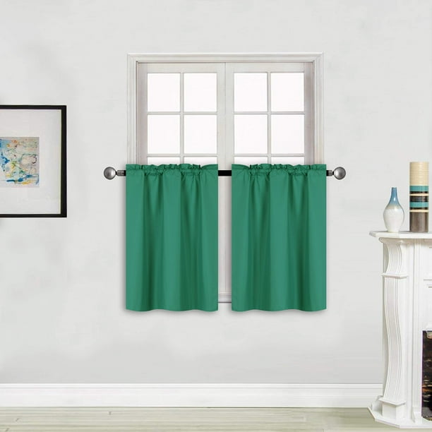 Better Home Style Cortina 100% Opaca De 2 Niveles Para Tratamiento De Ventanas, Cortinas Aisladas, Paneles Cortos Para Cocina, Baño, Sótano, Caravana O Cualquier Ventana Pequeña # M3024 (Verde Azulado