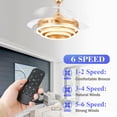 thumbnail image 6 of 45W Retractable Ceiling Fan with Remote Control and Dimmable Light Kit, 42 inches  6-Speed DIY-Shape Gold Ceiling Fan, 6 of 11