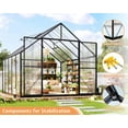 thumbnail image 6 of Jocisland 8x10x7 FT Polycarbonate Greenhouse, Walk-in Aluminum with 2 top-opening windows, 2 Swing Doors, Heavy Duty Outdoor Greenhouse, Black, 6 of 9