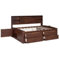 thumbnail image 4 of Euroco Wood Full Size Captain Platform Bed with Storage Headboard, Antique Brown, 4 of 12