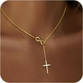 thumbnail image 3 of Gold Cross Necklace for Women, Dainty Infinity Cross Pendant Necklace, Non Tarnish & Waterproof Necklace, Simple Choker Minimalist Jewelry, Faith Cross Gifts, 3 of 9