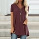 thumbnail image 1 of Puntoco 2024 Tops de moda de verano para mujer Blusa de camiseta larga de manga corta con cuello en V y estampado de talla grande para mujer, 1 of 5