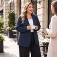 thumbnail image 3 of Agnes Orinda Women's Plus Size Blazers Lapel Long Sleeve Work Business Casual Suit Jacket with Button 2X Dark Blue, 3 of 8