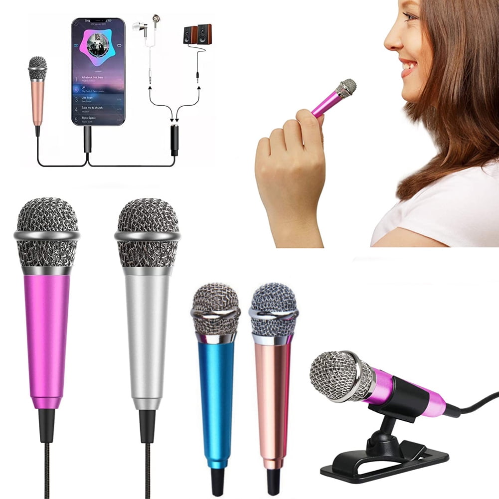 Mini Karaoke Microphone for Voice Recording Chatting and Singing On iPhone,Android,Laptop Notebook（Pink Purple） Mini Microphone,Portable Vocal Tiny Microphone Asmr Microphone,Phone Microphone 