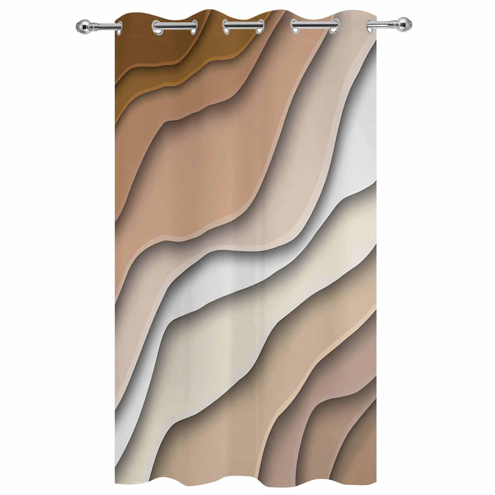 Outdoor Curtains for Patio Waterproof, Brown Ombre Windproof Pravicy Outside Porch Blackout Curtain, Modern Geometric Abstract Aesthetic Cream Sun Blocking Grommets Curtains for Cabana 54"x108"