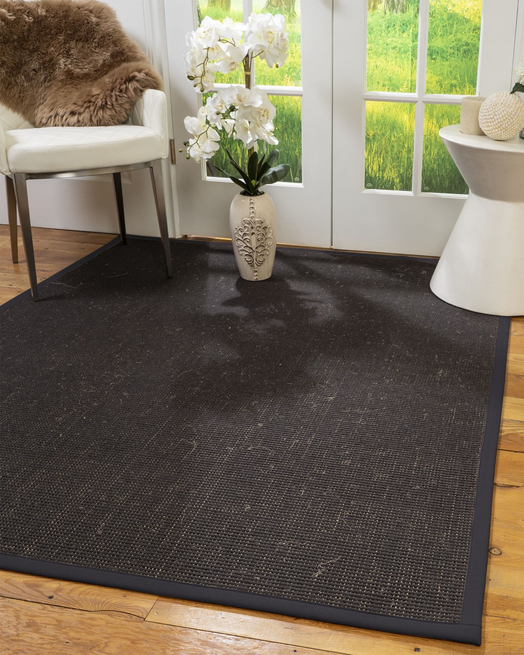 Natural Area Rugs Vida Custom Wool Sisal Rug, 10', Round Midnight Blue