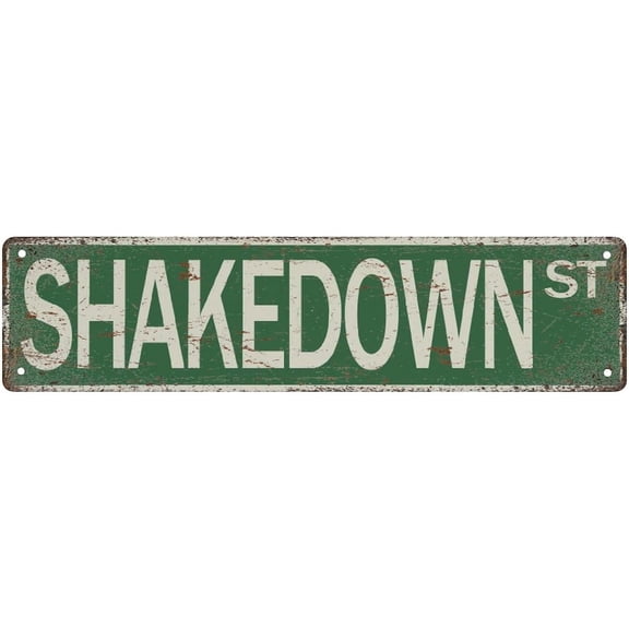Street Sign Shakedown St Sign,Vintage Metal Tin Sign, Wall Decor For Office/Home/Classroom - Best Decor Gift Ideas For Women Men Friends 4X16 Inches