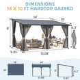 thumbnail image 4 of YODOLLA 14' x 10' Hardtop Gazebo Outdoor Lean to Gazebo with Netting and Curtain Aluminum Metal Pergola ​For Garden, Patio, Backyard-​Dark ​Gray, 4 of 9