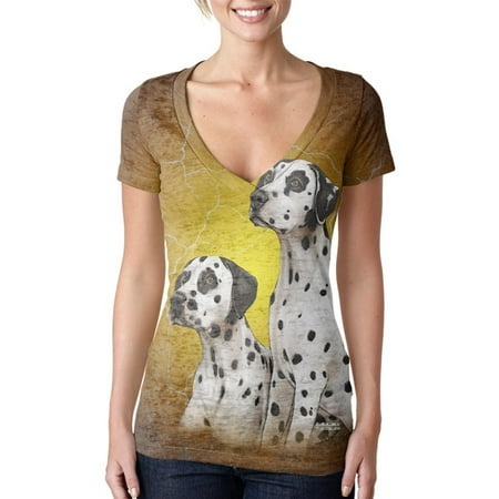 - Dalmatians Live Forever Juniors Burnout V-Neck T-Shirt