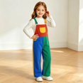 thumbnail image 6 of CPNG Girls and Boys Denim Overalls Color Blocked Casual Loose Fit Jeans Overalls with Adjustable Straps Kids Unisex Jumpsuit Bib Overalls, 6 of 6
