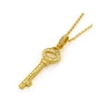 thumbnail image 3 of West Coast Jewelry Women's Polished Cubic Zirconia Key Shaped Gold Plated Necklace - 16", 3 of 4