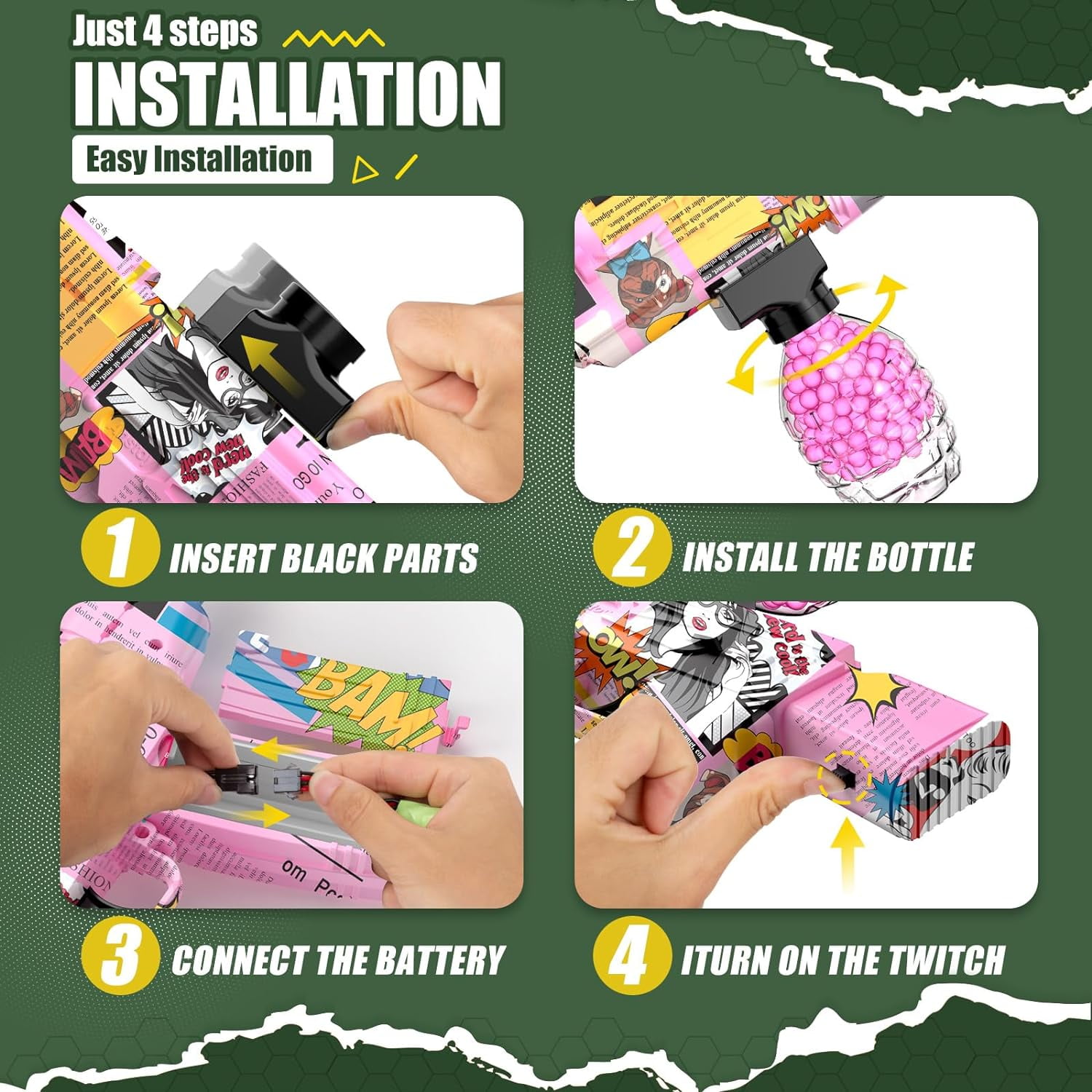 Hitnext Pro Electric Blaster with 50,000 Fluorescent Gel Balls Blaster Gun for Ages 14+ Teens Adults