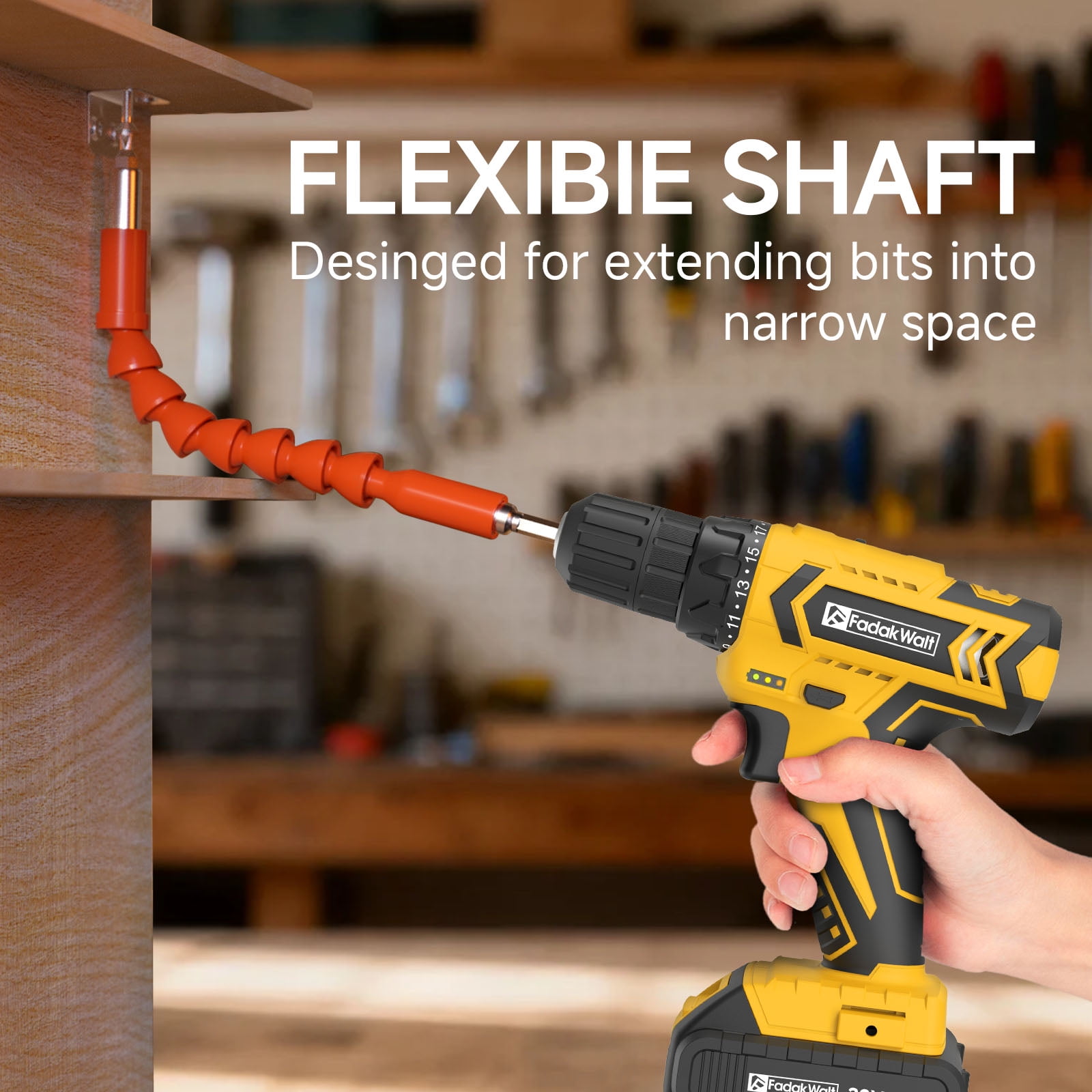 20V MAX Cordless Drill Set with Battery & Charger, 280 in-lbs Power Drill Kit, 2-Speed (0-1400 RPM), 21+1 Torque, 3/8" Keyless Chuck, 30pc Drill/Driver Bits, LED Light for Wood/Metal/Concrete(Yellow)