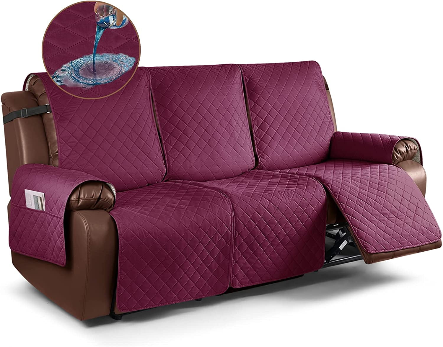 Waterproof Recliner Sofa Cover, NonSlip Reclining Couch Covers for 3