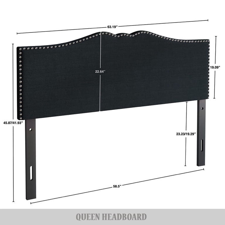Castle Place Queen Headboard, Curved Nailhead Trim photo 4
