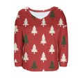 thumbnail image 5 of Tops for Women Christmas Printed Long Sleeved V-neck Loose Casual Coarse Woven Pit Stripe Hoodie Top Womens Blouse Plus Size Red XL, 5 of 6