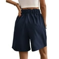 thumbnail image 6 of Lroveb High Waisted Shorts for Women Womens Shorts Casual Summer 2024 Trendy Elastic Back Wide Leg With Pockets Knee Length Pleated Navy, 6 of 6