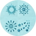 thumbnail image 1 of Ahgly Company Machine Washable Indoor Round Transitional Blue Diamond Blue Area Rugs, 5' Round, 1 of 7