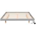thumbnail image 5 of Queen Bed Frame with LED Lights, Floating Bed Queen Size, Low Profile Platform Bed with Wood Slats Support, Noise Free, No Box Spring Needed, Easy Assembly, Gray, 5 of 7