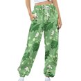 thumbnail image 6 of LEBONYARD Clearance Pants for Women under $5,Women's Christmas Print Sport Loose Casual Wide Leg Corset Pocket Pant Pant Green XXL, 6 of 6